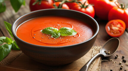 Wall Mural - Fresh tomato soup in the bowl