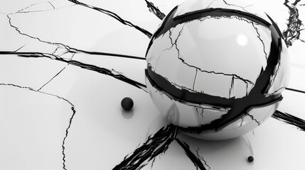 Wall Mural - a captivating 3d rendering showcases an abstract black and white piece of art featuring a surreal 3d