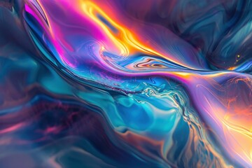 Poster - Ephemeral Abstract fluid holographic. Abstract neon. Generate Ai