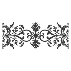 Silhouette horizontal line divider with Baroque ornament black color only