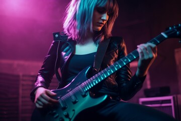 female rock guitar player