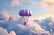 Hot air balloon on the sky with clouds