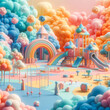 © EVISUAL - Dreamy Daydreams: Pastel Clouds Create a Whimsical Playground. Imagination. A Playground of Pastel Hues in the Clouds. generative AI