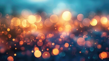 Poster - Glowing bokeh particles with a gradient blue backdrop