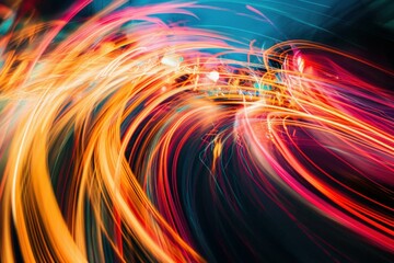 Poster - Dreamlike Abstract lines glowing. Dynamic energy. Generate Ai