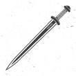Viking sword Medieval Weapon. Vector illustration. Viking battle sword, vintage monochrome style