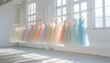 © Oleksiy - pastel color ballerinas' skirts hanging on a hanger in an empty white room