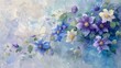 Against the watercolor canvas, clematis vines climb trellises and arbors, their twining tendrils adorned with star-shaped blooms in shades of purple, blue, and white.