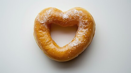 Canvas Print - A heart shaped hole donut set against a pristine white backdrop