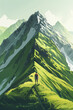 A lone figure stands before a towering mountain, a visual metaphor for adventure and exploration, rendered in vector style AI Generated.