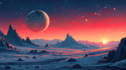 Star war Day landscape illustration Vector cover, Created By Generative Ai 