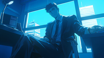 Poster - office businessman boss man anime style