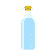 Poster - Drink more water. Stay hydrated. Glass, Plastic free, zero waste concept. Various bottles, glass, flask. Cute trendy vector illustration. Summer cold drink