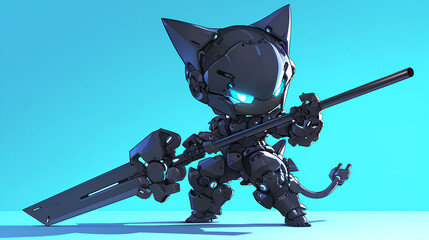 Wall Mural - futuristic 3d black jaguar mecha costume