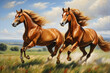 Dynamic horse duo illustration, great for wall art, posters, or nature-inspired designs