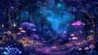 enchanted fantasy forest with bioluminescent plants digital painting