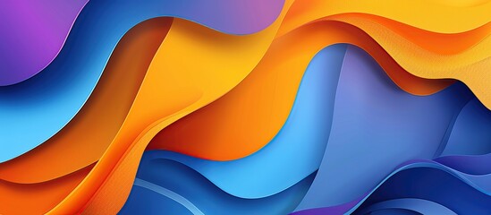 Sticker - Abstract background with colorful waves and curves vector illustration. Shapes in blue orange purple colors.