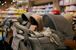 Wide assortment of stroller transportation equipment for newborns in store