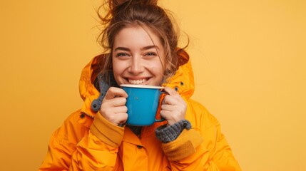 Wall Mural - A Woman with a Warm Cup