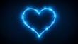 Ultraviolet background with neon heart frame. Modern minimal line art. Valentines Day romantic symbol glowing in the dark