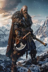 Warriors of the world ancient viking warrior BARBARIAN Generative AI