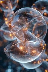 Poster - Art piece representing Bell's theorem, with interconnected elements defying classical physics.