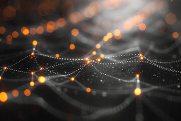 Poster - Diagram of quantum cryptography, showing secure communication through entangled particles,