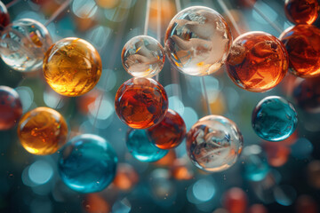 Poster - Abstract visualization of the six types of quarks in an artistic, colorful arrangement,