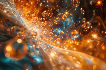 Aufkleber - Artistic depiction of neutrinos passing through matter, barely interacting with other particles,