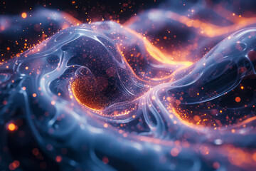 Aufkleber - Artistic depiction of neutrinos passing through matter, barely interacting with other particles,