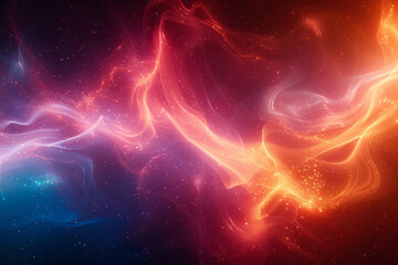 Aufkleber - Abstract depiction of an electromagnetic wave traveling through space, with vibrant waves of electric and magnetic fields,