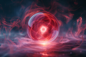 Aufkleber - Illustration of electric field lines around a charged sphere, showing uniform radial dispersion,