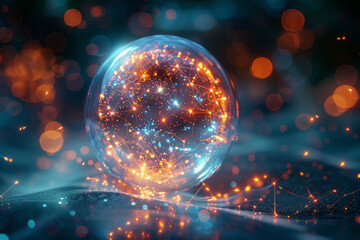 Fototapete - Illustration of electric field lines around a charged sphere, showing uniform radial dispersion,