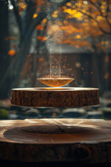 Aufkleber - Visualization of a magnetic levitation device, with a hovering object stabilized by magnetic forces,