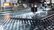 precision punches automated machine creating uniform patterns in metal sheet industrial photo