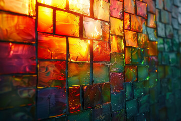 Poster - Abstract art showing the photovoltaic effect within a solar cell, converting light to electricity,
