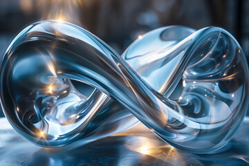 Poster - Art piece illustrating total internal reflection in an optical fiber, with light traveling along bends,