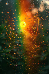 Aufkleber - Artistic scene of a rainbow formation due to refraction and reflection of sunlight in raindrops,
