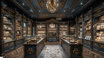 Wall Mural - A luxurious stationery store with elegant paper products and ornate accents
