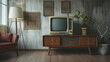 © chand - Retro television in wooden living room