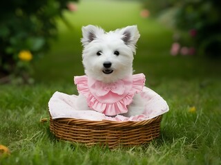 Wall Mural - chihuahua puppy in a basket