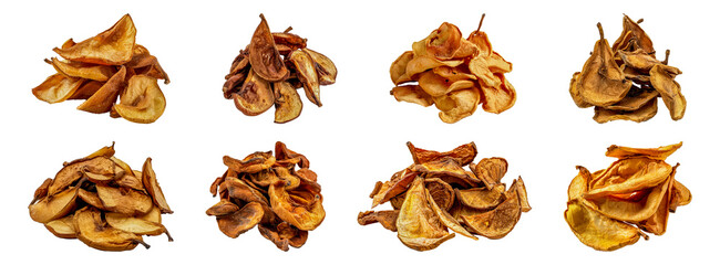 Set of Dried pears isolated transparent PNG background