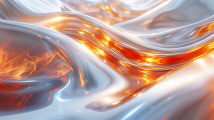 Poster - Abstract background, white with orange waves 
