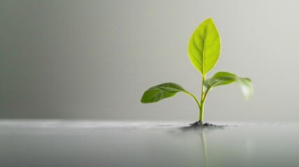 Poster - Green leaf plant growth on the coin on white background business start idea and business building to success.