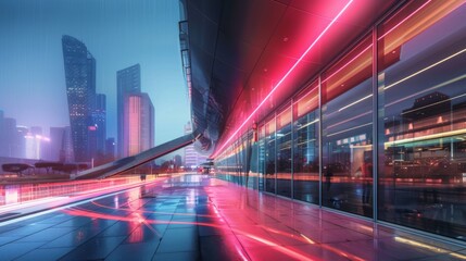 Aufkleber - Light trace of modern architecture background in Shenzhen Financ