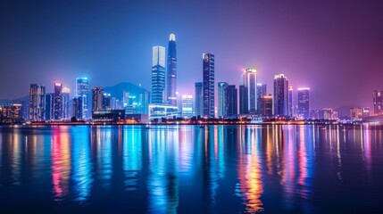 Aufkleber - Light trace of modern architecture background in Shenzhen Financ