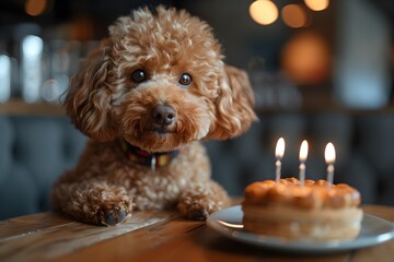 Wall Mural - Happy birthday dog. Happy birthday dog party.