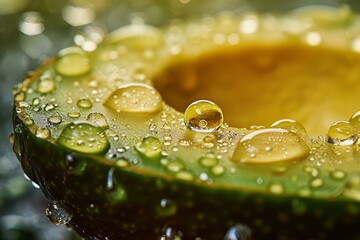 Sticker - Close-up of a lime slice with sparkling water droplets, showcasing vibrant colors and freshness