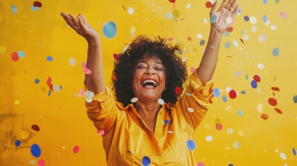 Sticker - Joyful Woman Enjoying Festive Confetti