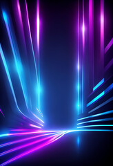 Aufkleber - Glowing motion blur neon speed lines on a dark background, abstract futuristic laser urban night landscape, techno sci-fi game concept, vertical virtual reality banner